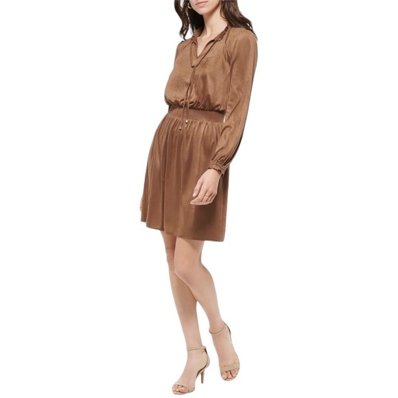 Tommy Hilfiger Faux Vegan Suede Dress. #567 Brown Size 6 NWT - Picture 1 of 11